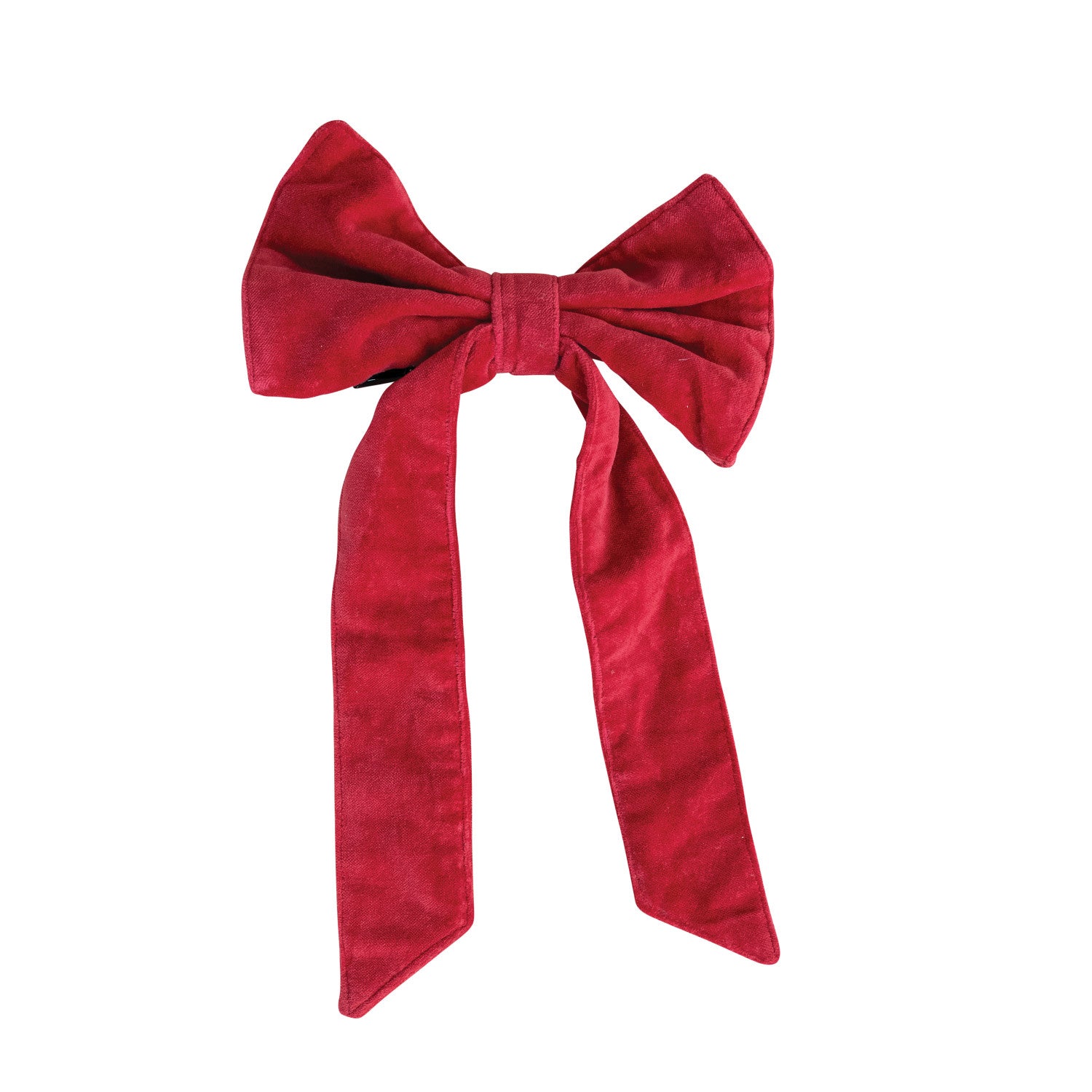 Cotton Velvet Clip-on Bow, Red