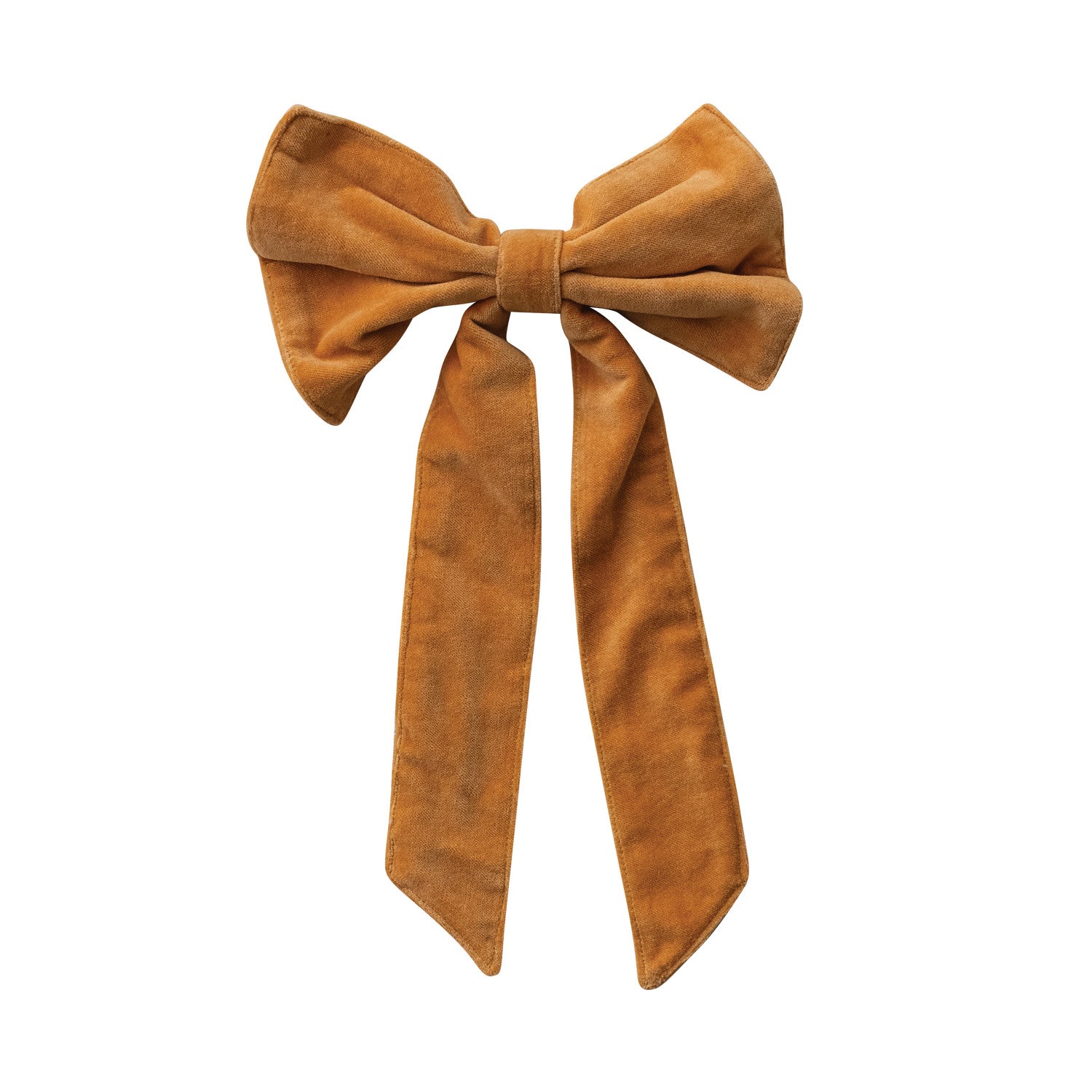 Cotton Velvet Clip-on Bow, Mustard Color
