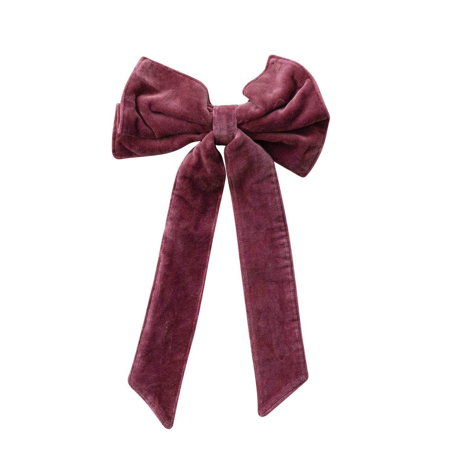 Cotton Velvet Clip-on Bow, Burgundy