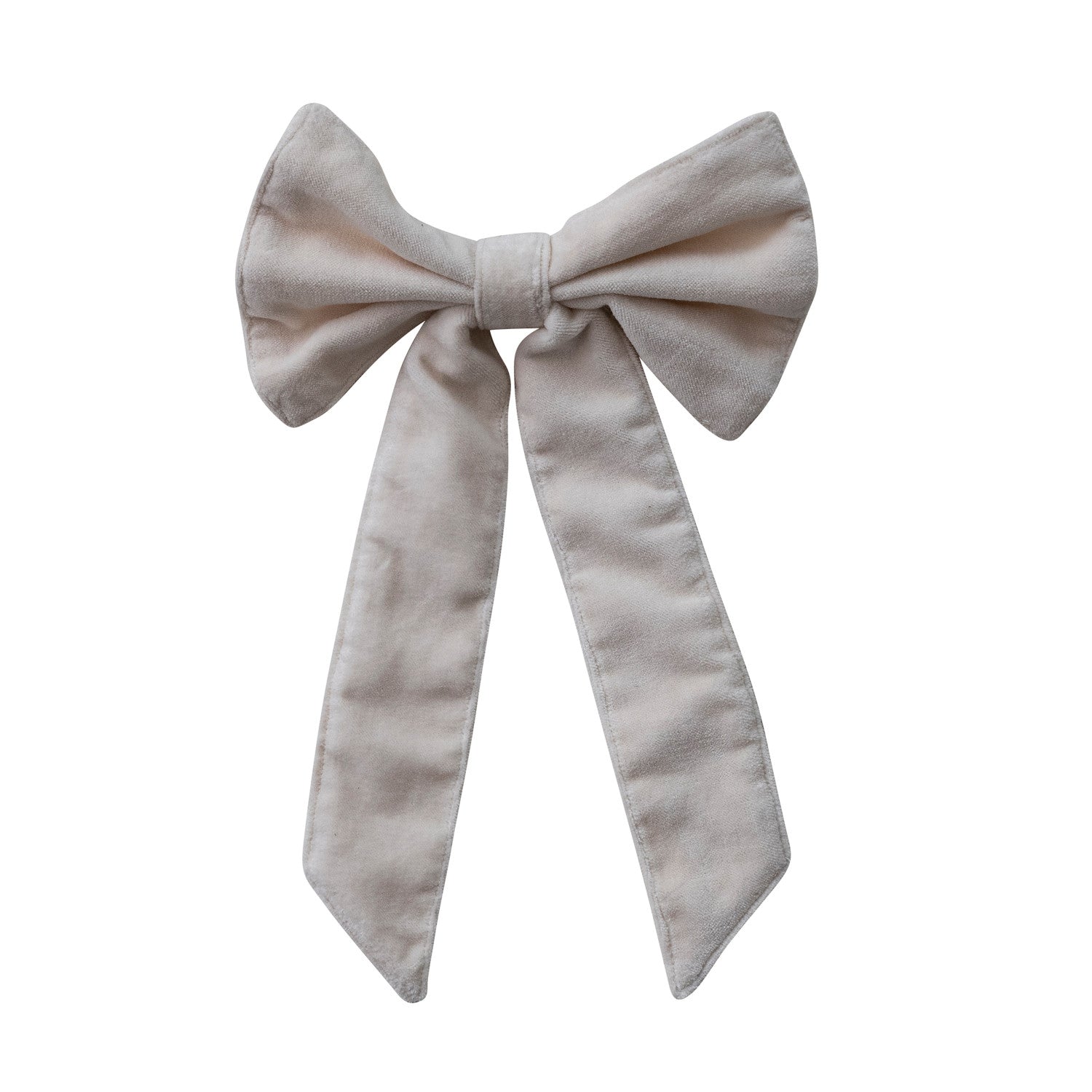 Cotton Velvet Clip-on Bow cream