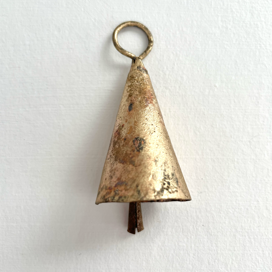 Rustic Cone Shape Bell in Tin Brass