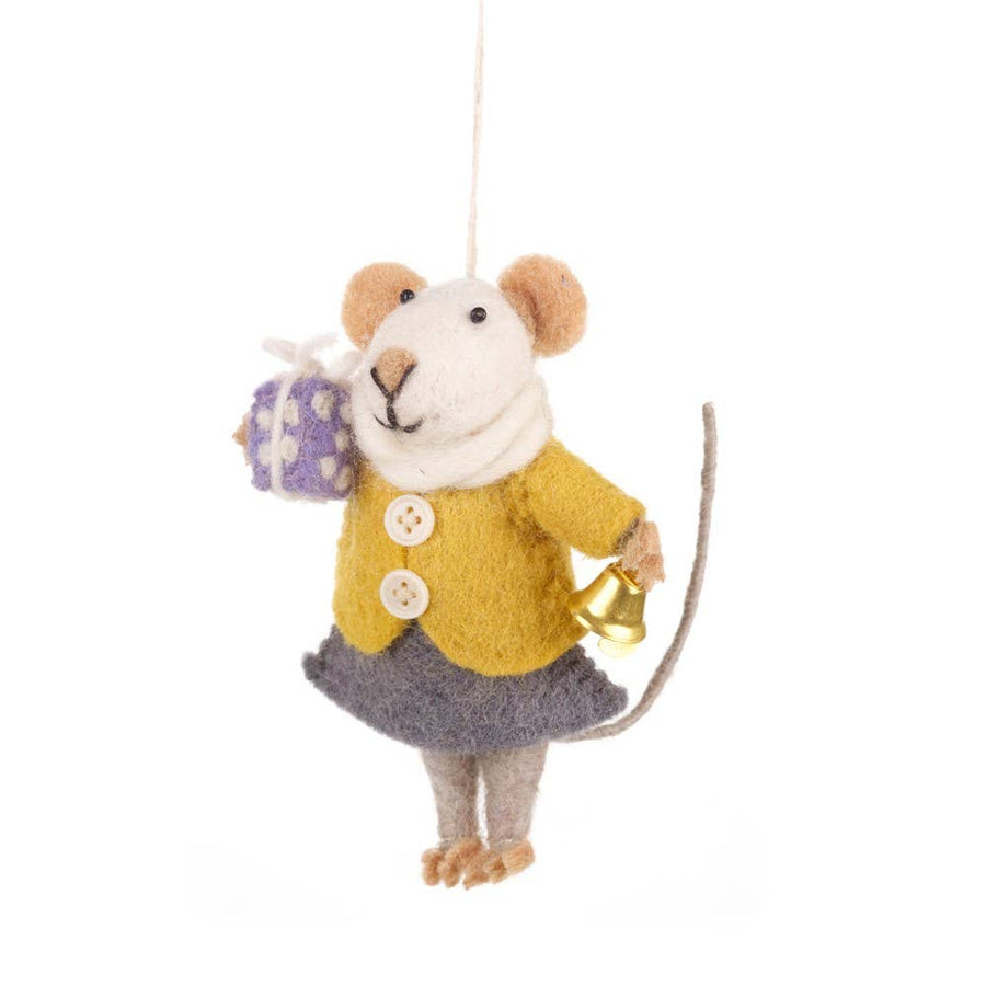 Agnes the Mouse Felted Handmade Ornament